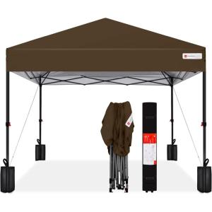 imageBest Choice Products 10x10ft 1Person Setup Pop Up Canopy Tent Instant Portable Shelter w 1Button Push Case 4 Weight Bags  BlueBrown