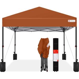 imageBest Choice Products 10x10ft 1Person Setup Pop Up Canopy Tent Instant Portable Shelter w 1Button Push Case 4 Weight Bags  BlueRust
