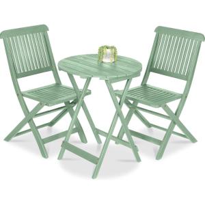 imageBest Choice Products 3Piece Acacia Wood Bistro Set Folding Patio Furniture for Backyard Balcony Deck w 2 Chairs Round Coffee Table Teak Finish  NaturalMint