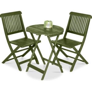 imageBest Choice Products 3Piece Acacia Wood Bistro Set Folding Patio Furniture for Backyard Balcony Deck w 2 Chairs Round Coffee Table Teak Finish  NaturalOlive