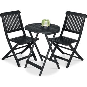 imageBest Choice Products 3Piece Acacia Wood Bistro Set Folding Patio Furniture for Backyard Balcony Deck w 2 Chairs Round Coffee Table Teak Finish  NaturalCharcoal