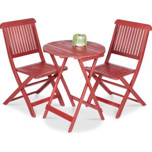 imageBest Choice Products 3Piece Acacia Wood Bistro Set Folding Patio Furniture for Backyard Balcony Deck w 2 Chairs Round Coffee Table Teak Finish  NaturalRuby