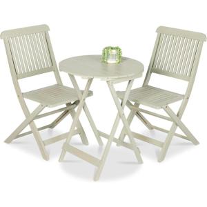 imageBest Choice Products 3Piece Acacia Wood Bistro Set Folding Patio Furniture for Backyard Balcony Deck w 2 Chairs Round Coffee Table Teak Finish  NaturalSage Green