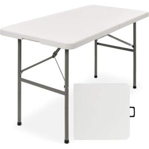 imageBest Choice Products 4ft Plastic Folding Table Indoor Outdoor Heavy Duty Portable wHandle Lock for Picnic Party Camping  WhiteWhite