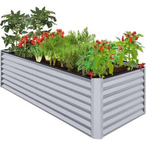 imageBest Choice Products 4x2x2ft Outdoor Metal Raised Garden Bed Deep Root Planter Box for Vegetables Flowers Herbs and Succulents w 119 Gallon Capacity  TaupeMoonlight Gray