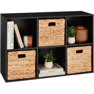 imageBest Choice Products 9Cube Bookshelf 3Tier Wood Storage Bookcase WLegs 11in Shelf Opening Cube Organizer Living Room Office Nursery  BlackBlack