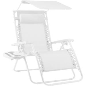imageBest Choice Products Folding Zero Gravity Outdoor Recliner Patio Lounge Chair wAdjustable Canopy Shade Headrest Side Accessory Tray Textilene Mesh  Amethyst PurpleSnow