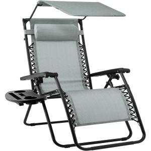 imageBest Choice Products Folding Zero Gravity Outdoor Recliner Patio Lounge Chair wAdjustable Canopy Shade Headrest Side Accessory Tray Textilene Mesh  Amethyst PurpleStardew