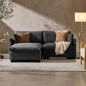 imageBest Choice Products Modern Loveseat Sofa for Living Room Corduroy Recliner Removable Cover Spring Cushions Solid Wood Frame Easy Assembly for Small Spaces 82in  IvoryGrey