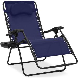 imageBest Choice Products Oversized Zero Gravity Chair Folding Outdoor Patio Lounge Recliner wCup Holder Accessory Tray Pillow  Amethyst PurpleNavy