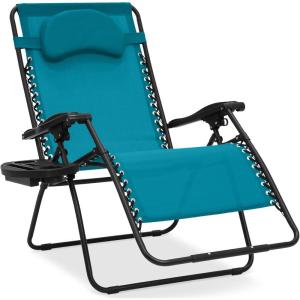 imageBest Choice Products Oversized Zero Gravity Chair Folding Outdoor Patio Lounge Recliner wCup Holder Accessory Tray Pillow  Amethyst PurplePeacock Blue