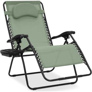 imageBest Choice Products Oversized Zero Gravity Chair Folding Outdoor Patio Lounge Recliner wCup Holder Accessory Tray Pillow  Amethyst PurpleSage Green