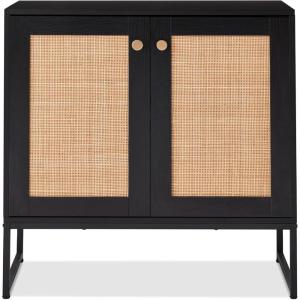 imageBest Choice Products Rattan Sideboard Buffet Cabinet Entryway Table Accent Storage Cabinet Console Table for Hallway Living Room Dining Room  BrownBlack