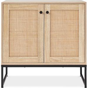 imageBest Choice Products Rattan Sideboard Buffet Cabinet Entryway Table Accent Storage Cabinet Console Table for Hallway Living Room Dining Room  BrownNatural