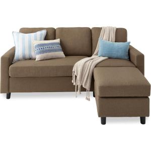 imageBest Choice Products Upholstered Sectional Sofa for Home Apartment Dorm Bonus Room Compact Spaces wChaise Lounge 3Seat LShape Design Reversible Ottoman Bench 680lb Capacity  BlueGrayBrown