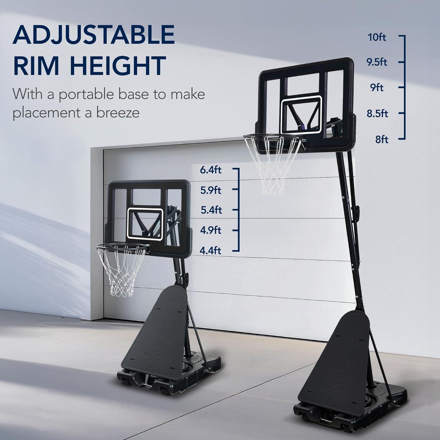 imageBest Choice Products 4410ft Adjustable Regulation Basketball Hoop Portable Goal wShatterproof Backboard Ball Return Base GelBlack