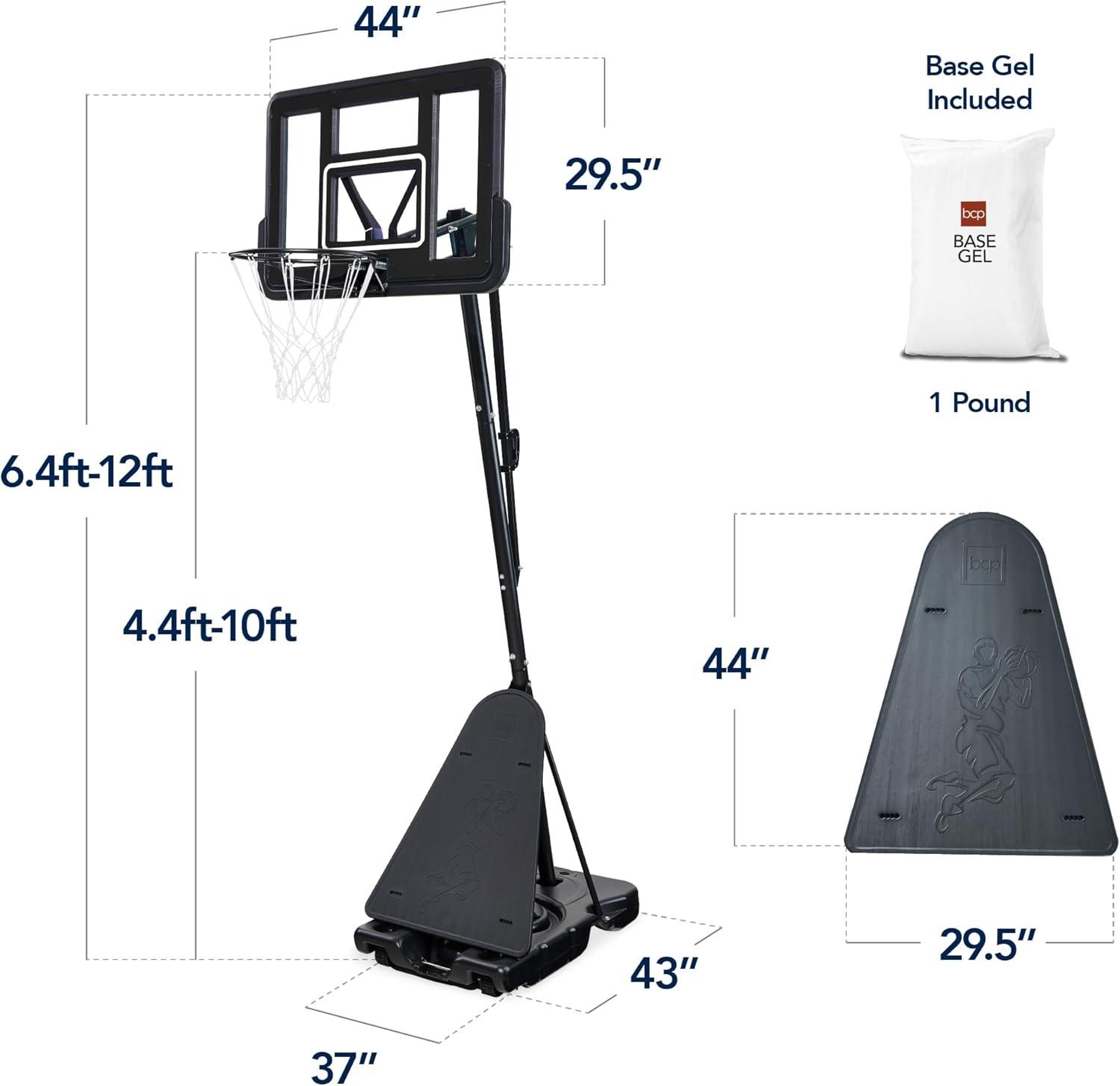 imageBest Choice Products 4410ft Adjustable Regulation Basketball Hoop Portable Goal wShatterproof Backboard Ball Return Base GelBlack