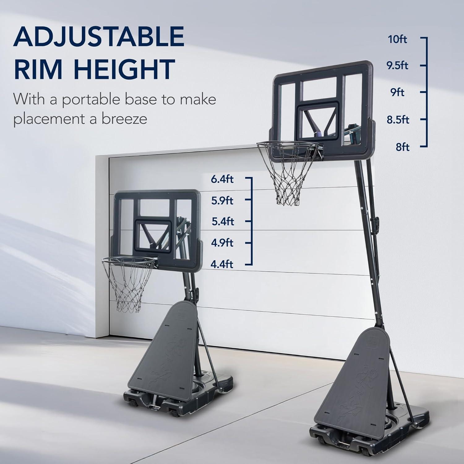 imageBest Choice Products 4410ft Adjustable Regulation Basketball Hoop Portable Goal wShatterproof Backboard Ball Return Base GelCharcoal