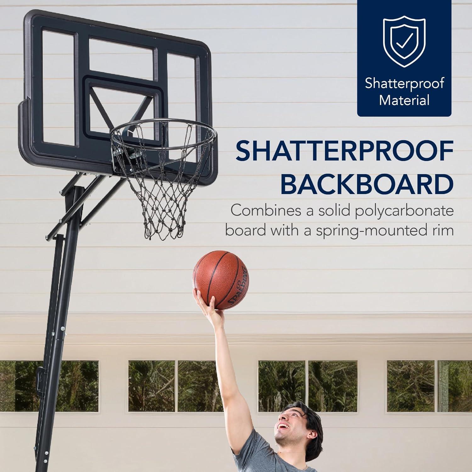 imageBest Choice Products 4410ft Adjustable Regulation Basketball Hoop Portable Goal wShatterproof Backboard Ball Return Base GelCharcoal