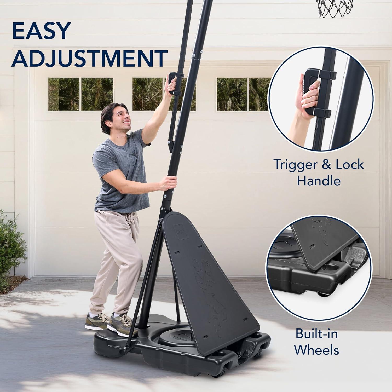 imageBest Choice Products 4410ft Adjustable Regulation Basketball Hoop Portable Goal wShatterproof Backboard Ball Return Base GelWhite
