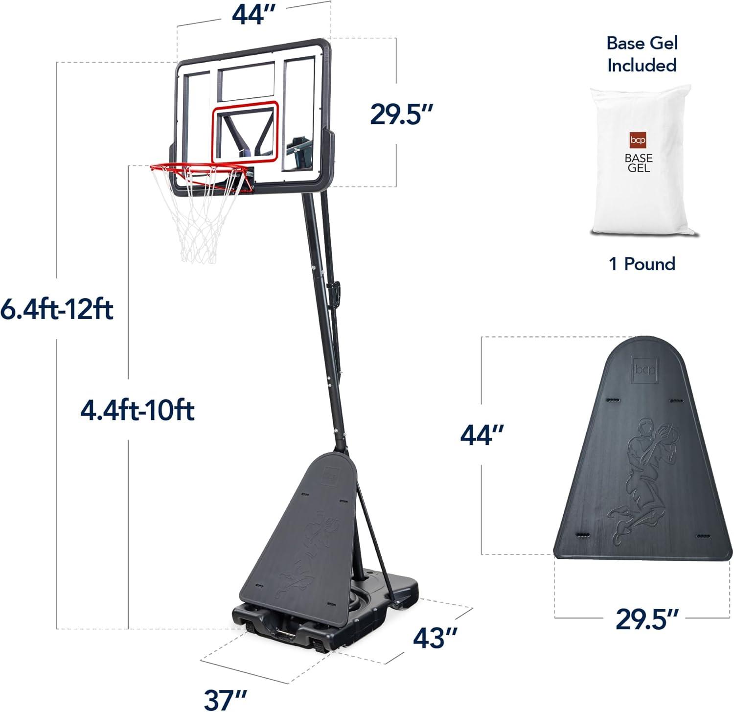 imageBest Choice Products 4410ft Adjustable Regulation Basketball Hoop Portable Goal wShatterproof Backboard Ball Return Base GelWhite