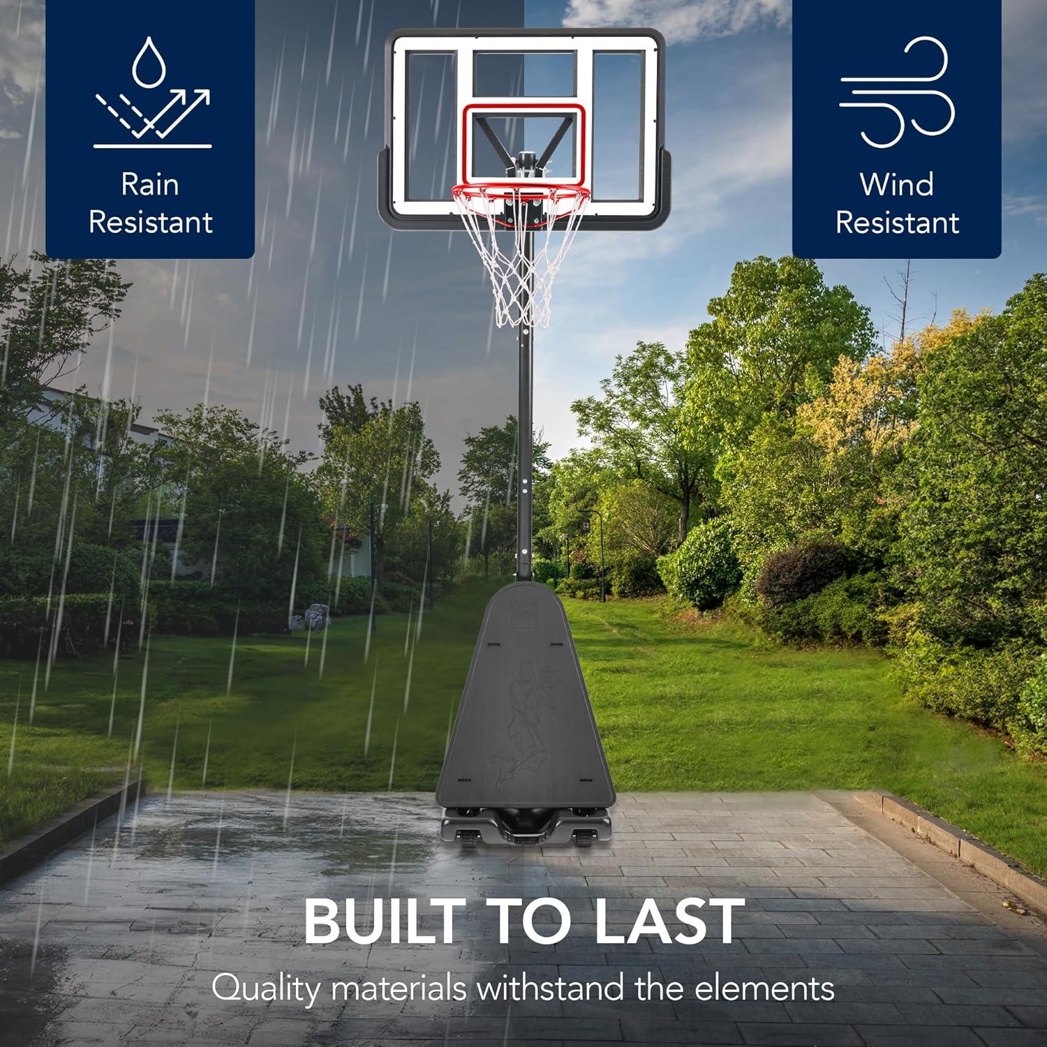 imageBest Choice Products 4410ft Adjustable Regulation Basketball Hoop Portable Goal wShatterproof Backboard Ball Return Base GelWhite