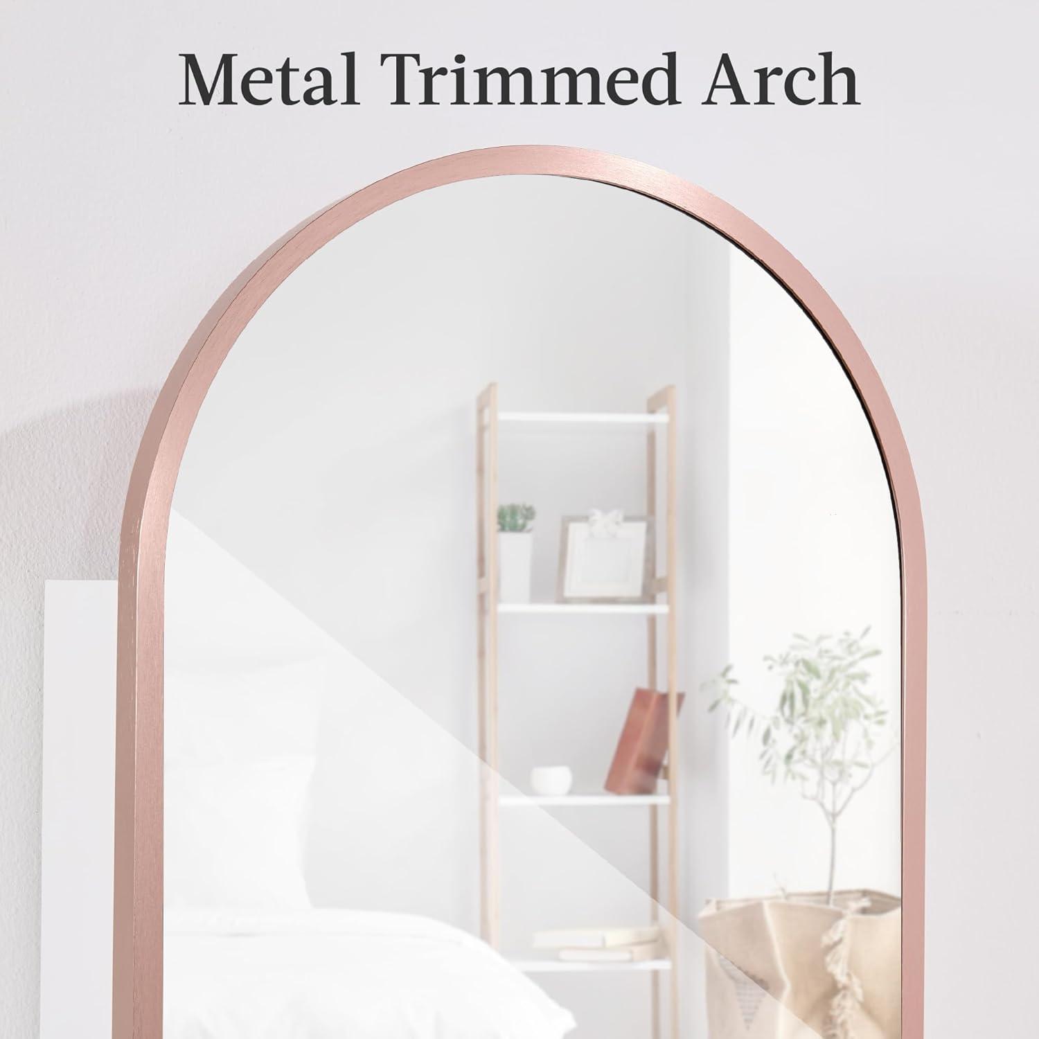 imageBest Choice Products Arch Mirror Jewelry Cabinet Jewelry Storage Organizer Armoire Lockable Wall or Door Mountable FullLength Mirror  SilverRose Gold