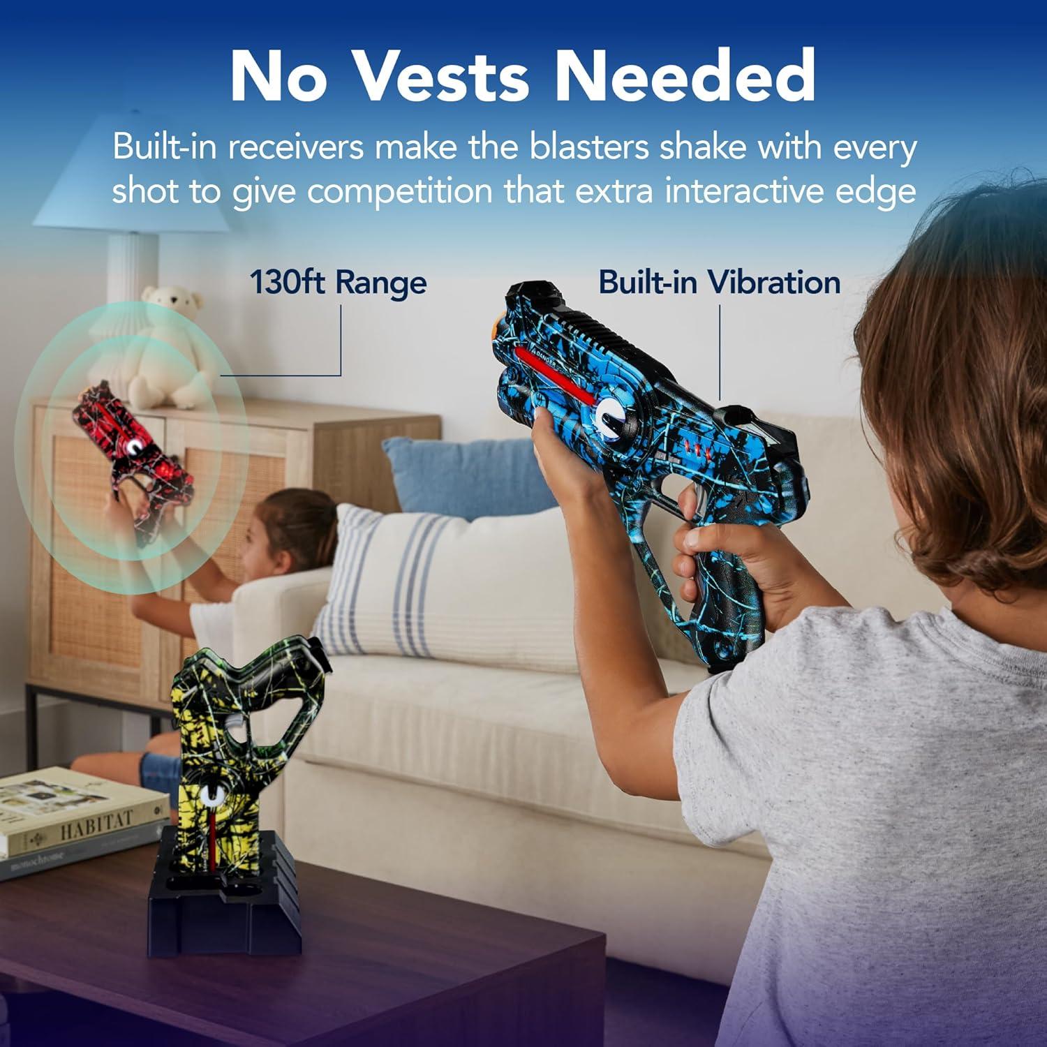 imageBest Choice Products Set of 4 Laser Tag Blasters Rechargeable Infrared Lazer Tag Set ampamp Docking Station No Vests Needed  RedYellowBlueGreenGraffiti Red  Blue  Green   Yellow