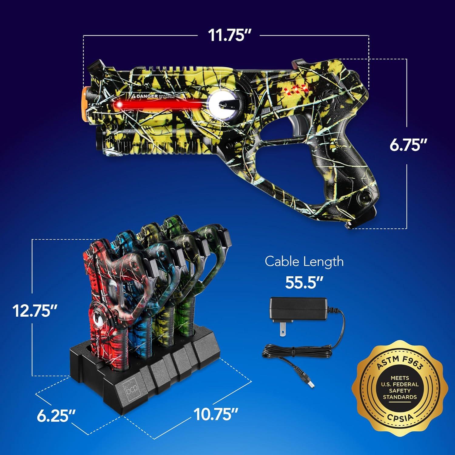 imageBest Choice Products Set of 4 Laser Tag Blasters Rechargeable Infrared Lazer Tag Set ampamp Docking Station No Vests Needed  RedYellowBlueGreenGraffiti Red  Blue  Green   Yellow