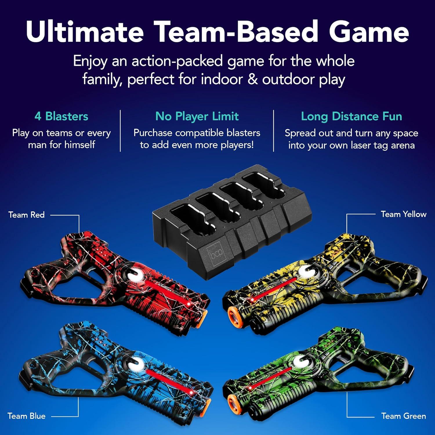 imageBest Choice Products Set of 4 Laser Tag Blasters Rechargeable Infrared Lazer Tag Set ampamp Docking Station No Vests Needed  RedYellowBlueGreenGraffiti Red  Blue  Green   Yellow