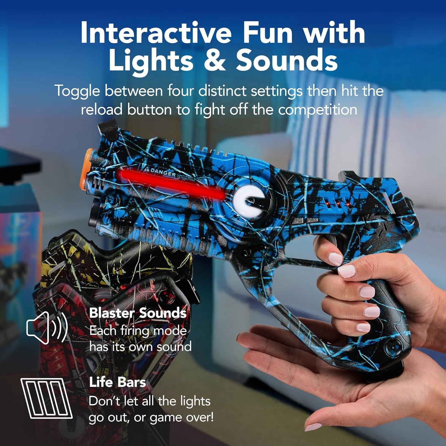 imageBest Choice Products Set of 4 Laser Tag Blasters Rechargeable Infrared Lazer Tag Set ampamp Docking Station No Vests Needed  RedYellowBlueGreenGraffiti Red  Blue  Green   Yellow