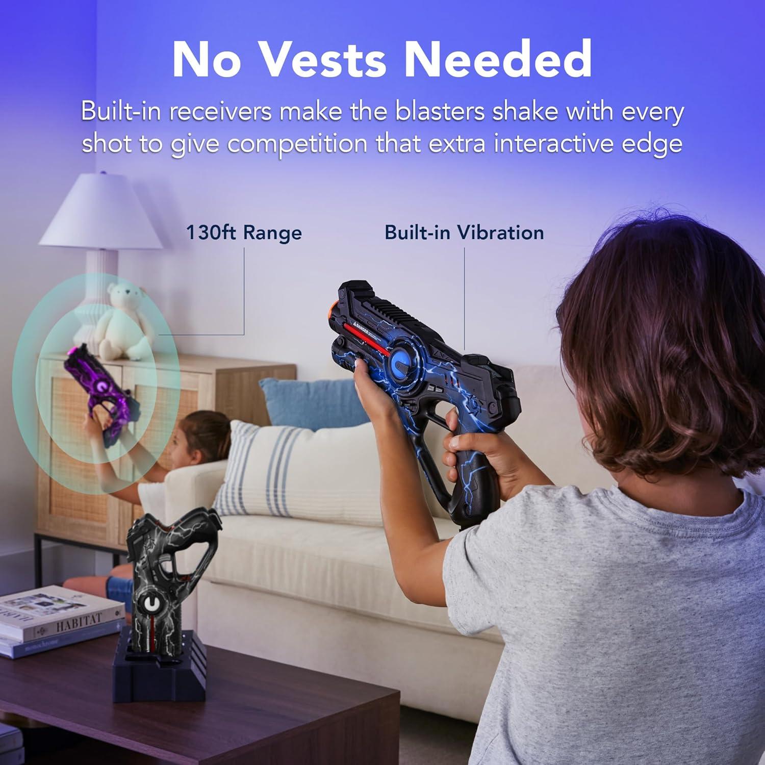 imageBest Choice Products Set of 4 Laser Tag Blasters Rechargeable Infrared Lazer Tag Set ampamp Docking Station No Vests Needed  RedYellowBlueGreenGray  Purple  Red   Blue