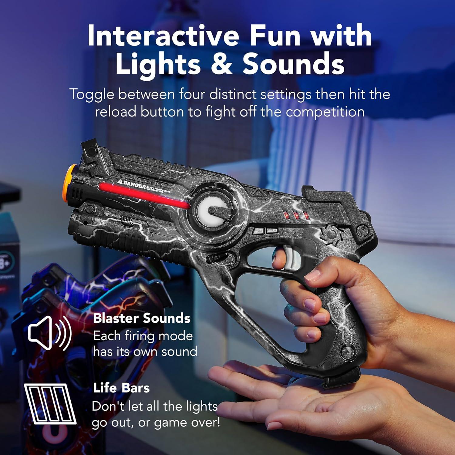 imageBest Choice Products Set of 4 Laser Tag Blasters Rechargeable Infrared Lazer Tag Set ampamp Docking Station No Vests Needed  RedYellowBlueGreenGray  Purple  Red   Blue