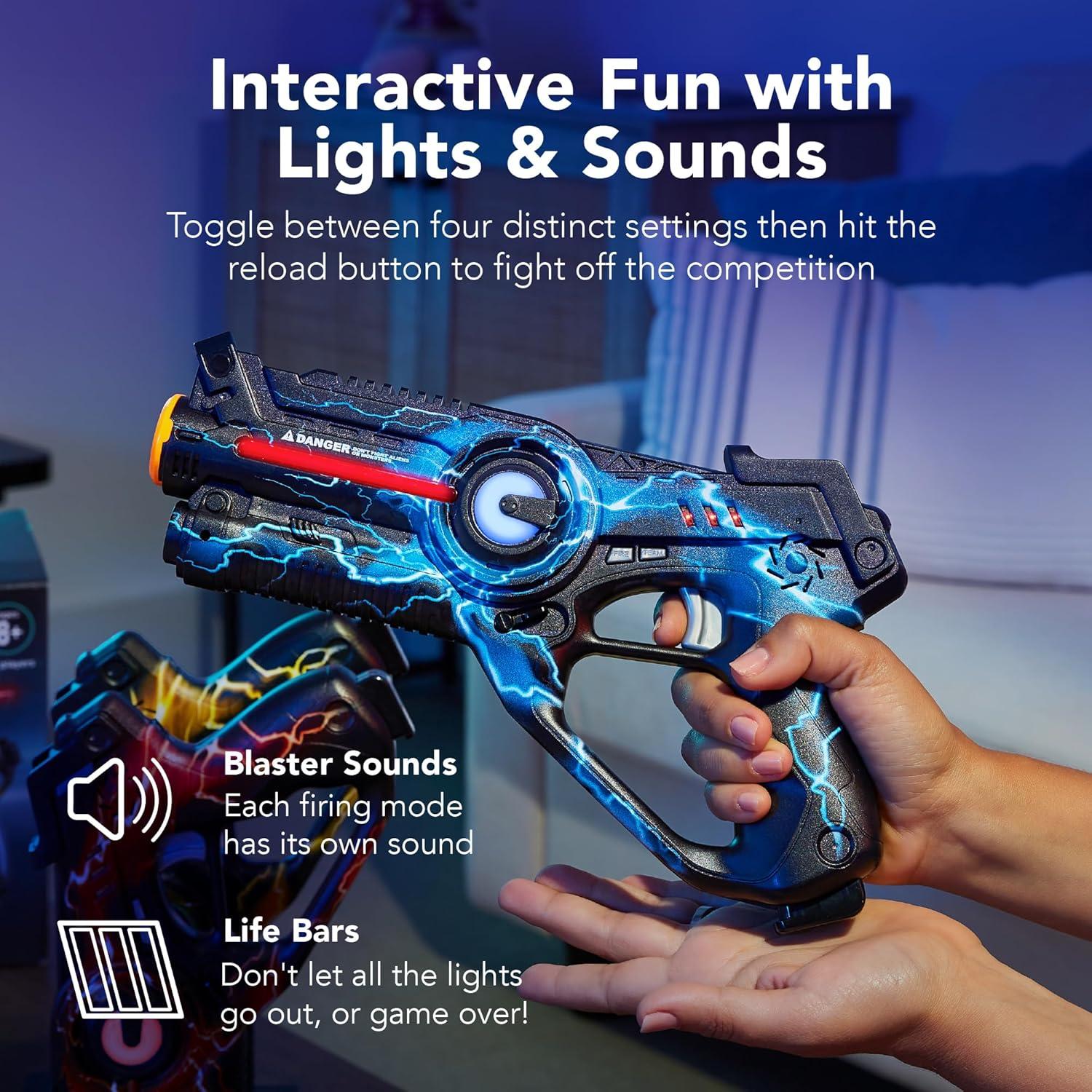imageBest Choice Products Set of 4 Laser Tag Blasters Rechargeable Infrared Lazer Tag Set ampamp Docking Station No Vests Needed  RedYellowBlueGreenRed  Yellow  Blue  Green
