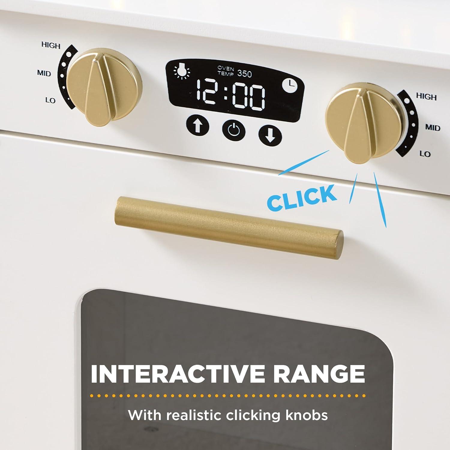 imageBest Choice Products Wooden Pretend Play Cottage Kitchen Kids Toy wStorage Scalloped Edge 5 Accessories Microwave Oven Clicking Knobs  SageWhite