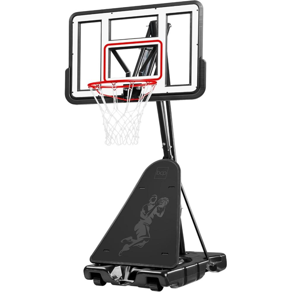 imageBest Choice Products 4410ft Adjustable Regulation Basketball Hoop Portable Goal wShatterproof Backboard Ball Return Base GelWhite