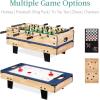 imageBest Choice Products 11in1 Kids Combo Game Table Set for Home Game Room wPing Pong Foosball Table Hockey Chess Checkers Shuffleboard Bowling 5 Accessory BagsLight Wood