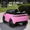 imageBest Choice Products 12V 37 MPH 2Seater Licensed Land Rover Ride On Car Toy wParent Remote Control MP3 Player  WhitePink