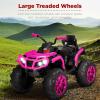 imageBest Choice Products 12V Kids RideOn Electric ATV 4Wheeler Quad Car Toy wBluetooth Audio 37mph Max Speed Treaded Tires LED Headlights Radio  OrangeHot Pink