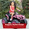 imageBest Choice Products 12V Kids RideOn Electric ATV 4Wheeler Quad Car Toy wBluetooth Audio 37mph Max Speed Treaded Tires LED Headlights Radio  OrangePink