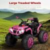imageBest Choice Products 12V Kids RideOn Electric ATV 4Wheeler Quad Car Toy wBluetooth Audio 37mph Max Speed Treaded Tires LED Headlights Radio  OrangePink