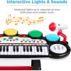 imageBest Choice Products 37Key Kids Electronic Musical Instrument Piano Learning Toy Keyboard wMultiple Sounds Lights Microphone Stool  BlueBlack