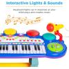 imageBest Choice Products 37Key Kids Electronic Musical Instrument Piano Learning Toy Keyboard wMultiple Sounds Lights Microphone Stool  BlueBlue