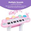 imageBest Choice Products 37Key Kids Electronic Musical Instrument Piano Learning Toy Keyboard wMultiple Sounds Lights Microphone Stool  BlueLight Pink
