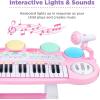 imageBest Choice Products 37Key Kids Electronic Musical Instrument Piano Learning Toy Keyboard wMultiple Sounds Lights Microphone Stool  BlueLight Pink