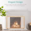 imageBest Choice Products 38x27in Single Panel Fireplace Screen Handcrafted Steel Mesh Spark Guard for Living Room Bedroom Dcor wHandles  BlackAntique Gold