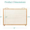 imageBest Choice Products 38x27in Single Panel Fireplace Screen Handcrafted Steel Mesh Spark Guard for Living Room Bedroom Dcor wHandles  BlackAntique Gold