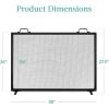 imageBest Choice Products 38x27in Single Panel Fireplace Screen Handcrafted Steel Mesh Spark Guard for Living Room Bedroom Dcor wHandles  BlackBlack