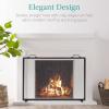 imageBest Choice Products 38x27in Single Panel Fireplace Screen Handcrafted Steel Mesh Spark Guard for Living Room Bedroom Dcor wHandles  BlackBlack