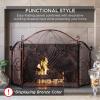imageBest Choice Products 3Panel 55x33in Solid Wrought Iron SeeThrough Metal Fireplace Screen Spark Guard Safety Protector wDecorative Scroll  CopperGold